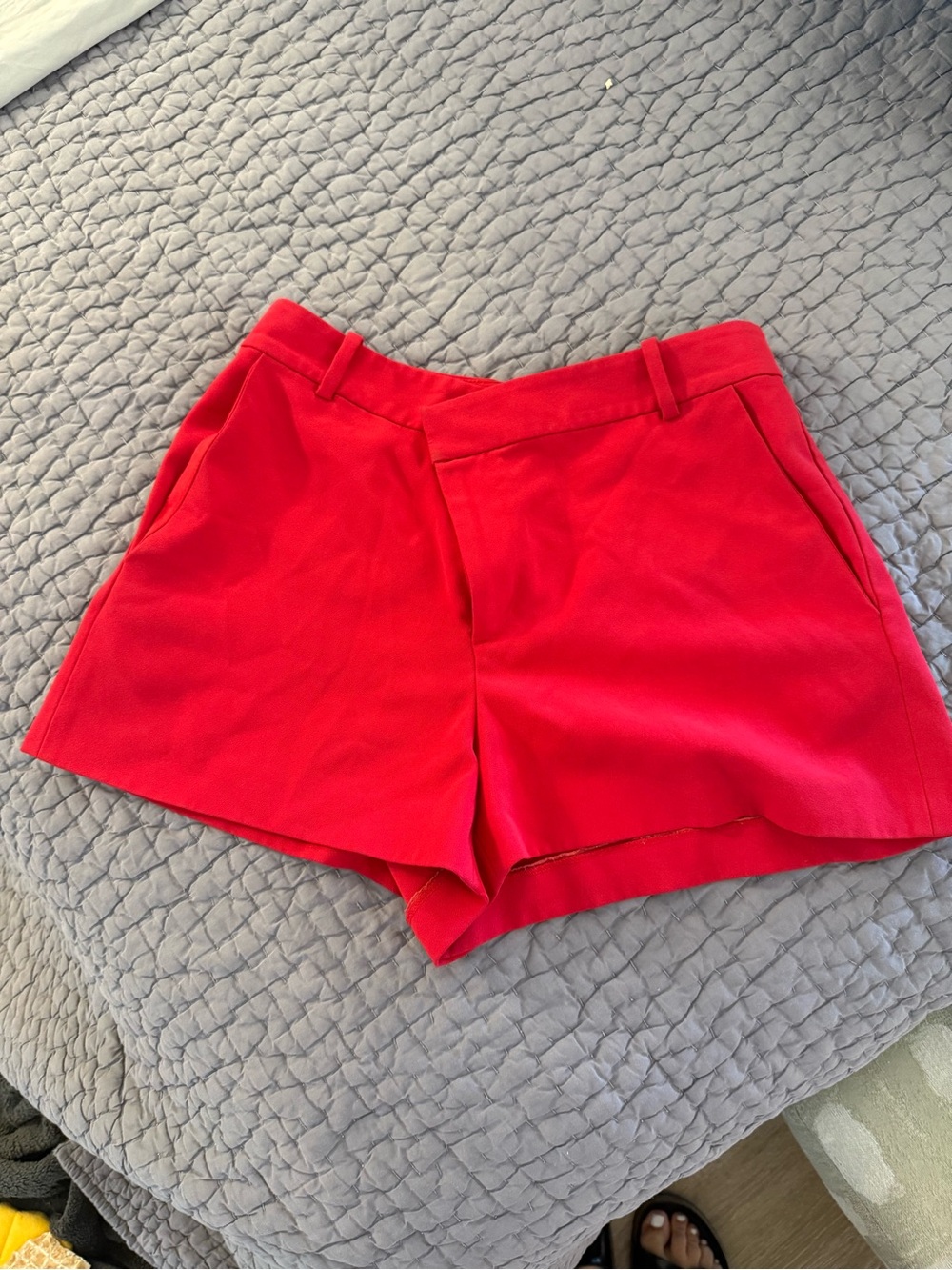 Alice + Olivia Bright Red High-Waist Bermuda Shorts